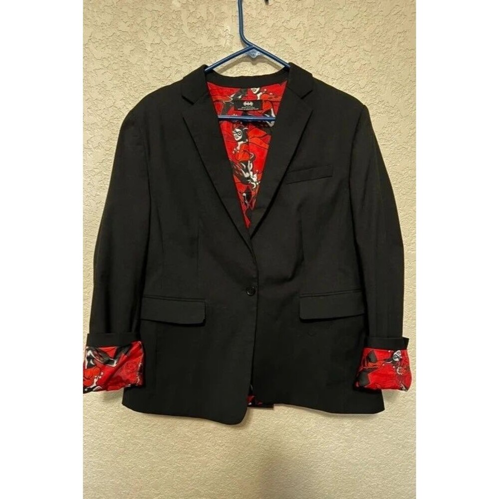 Harley Quinn Blazer Women’s Large/12 DC Comics Black Red Halloween Jacket